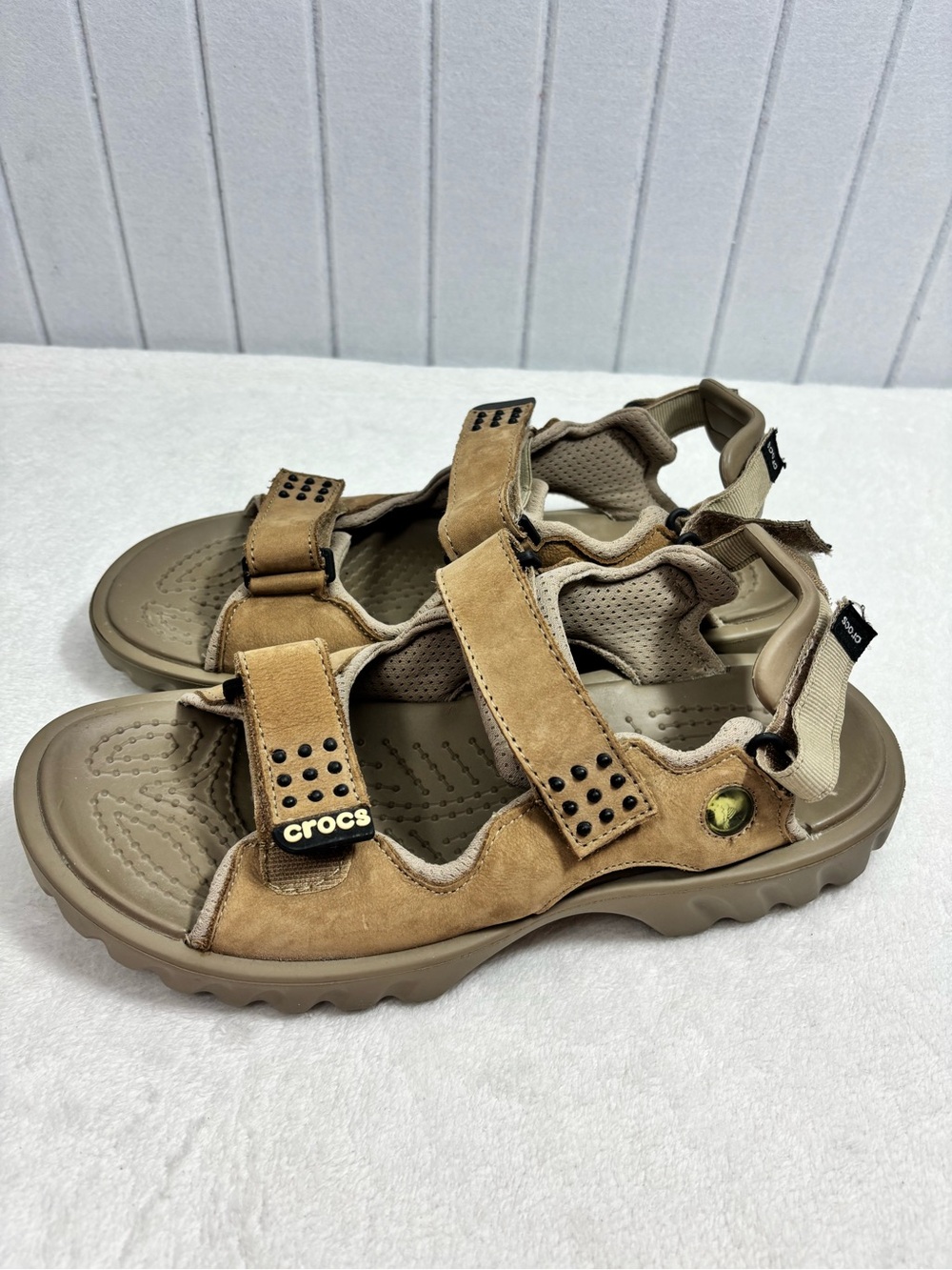 CROCS Yukon Tan Strappy Outdoor Sandals Size 12